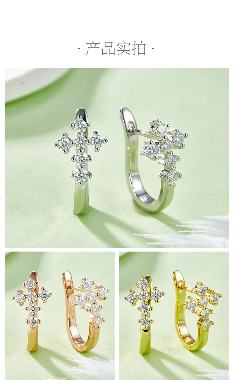 Earrings S925 Silver Moissanite Melee D 0.72CT detail 4