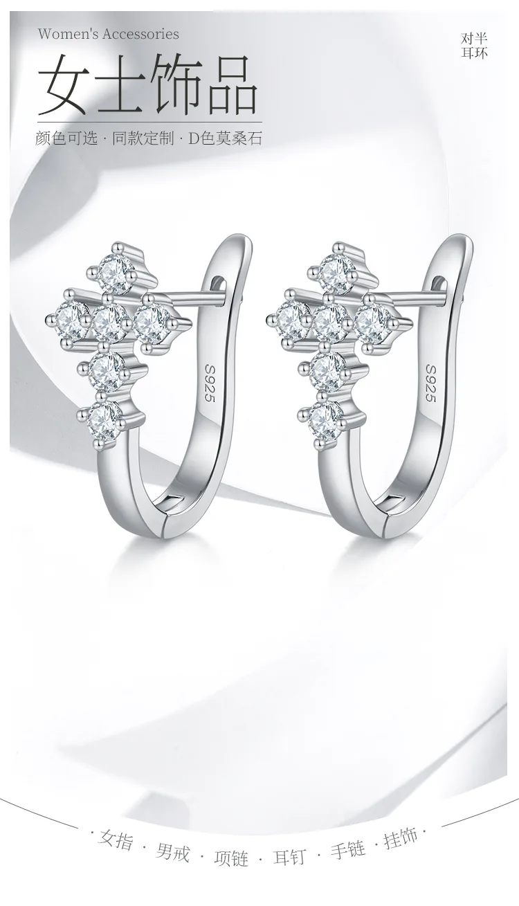 Earrings S925 Silver Moissanite Melee D 0.72CT detail 1