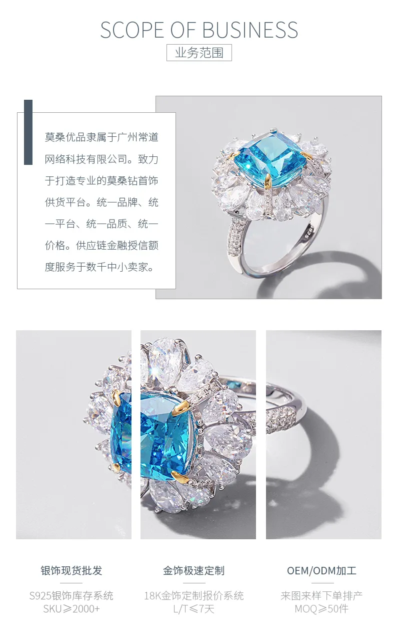 RS02647A1 S925 White-Gold-Plated Silver High-Carbon Diamond Confession Ring Ice-