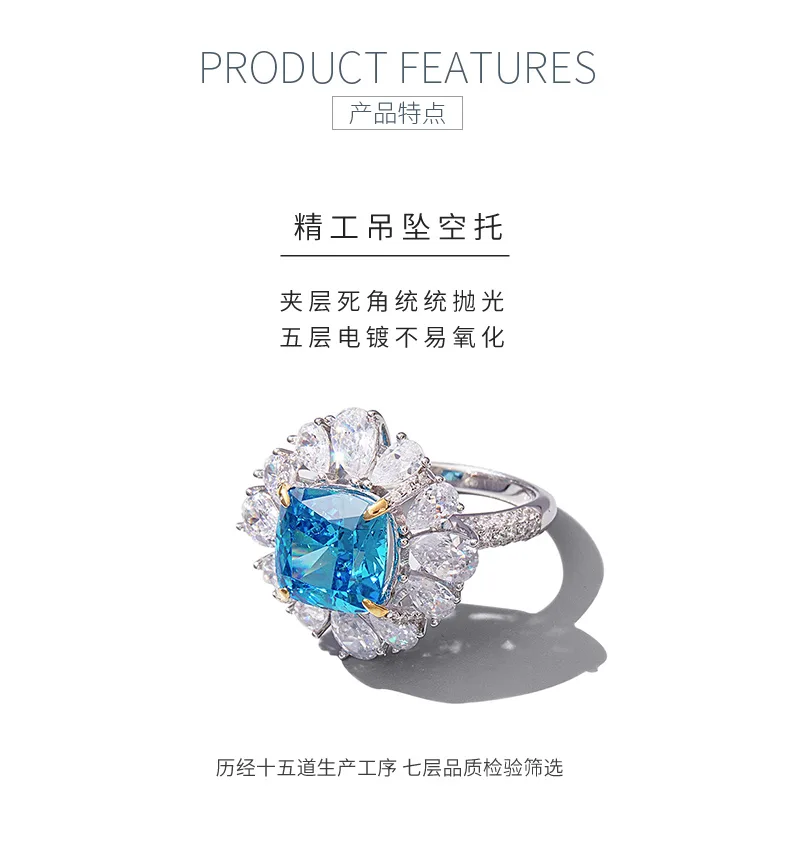 RS02647A1 S925 White-Gold-Plated Silver High-Carbon Diamond Confession Ring Ice-