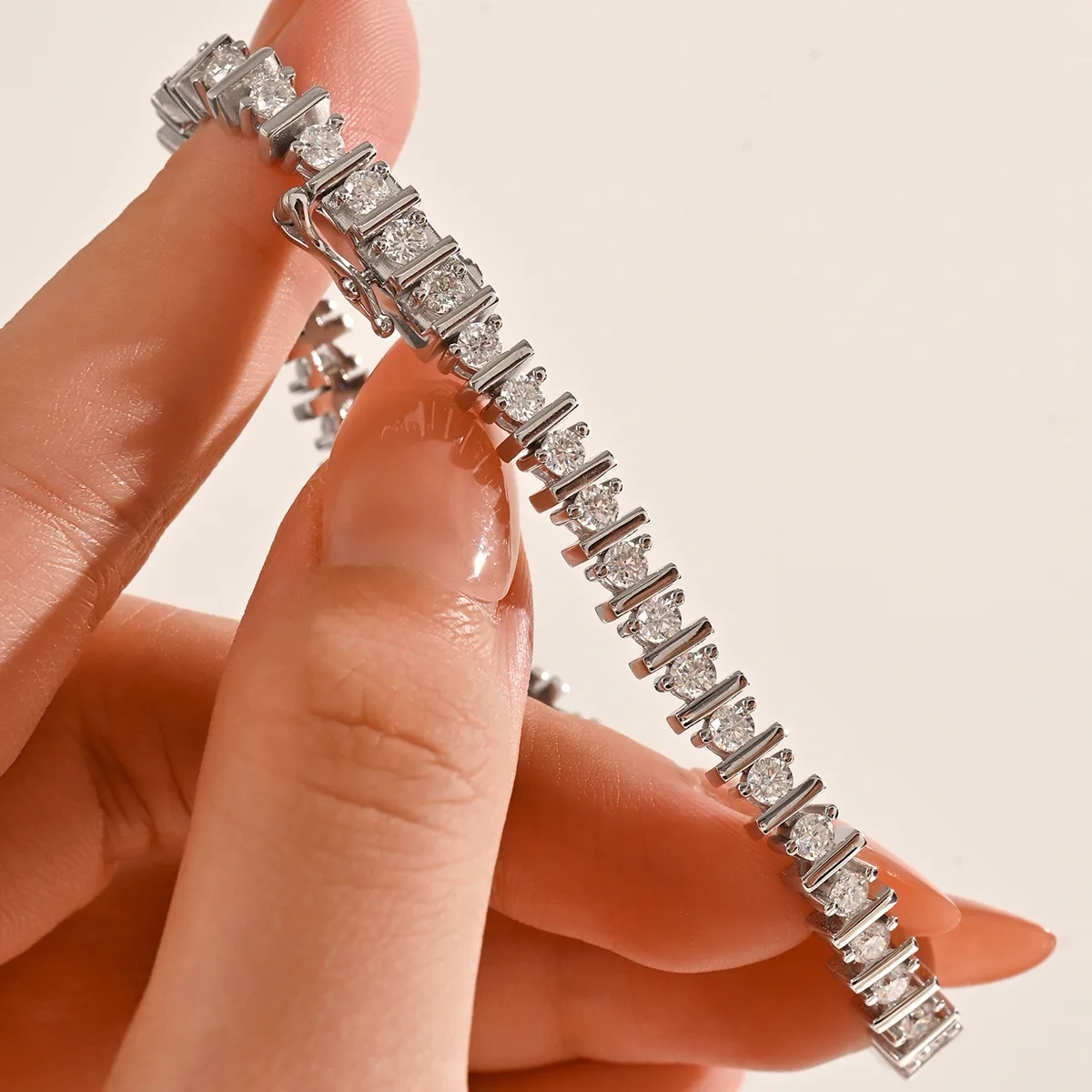 MB0011 S925 Silver 18K Yellow Gold Round Moissanite Tennis Bracelet 4.2CT