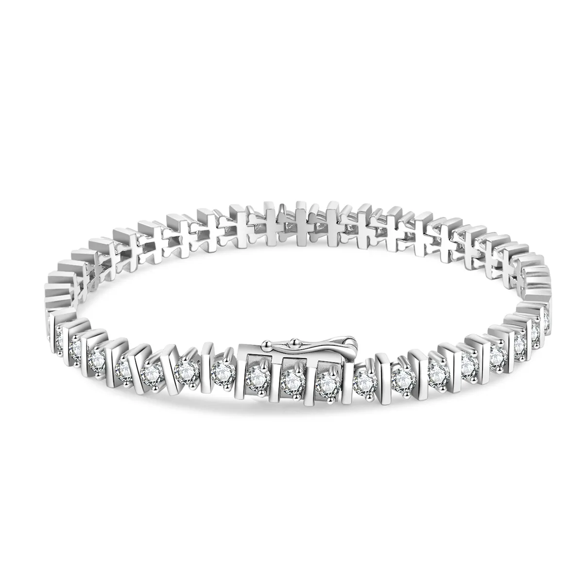 MB0011 S925 Silver 18K Yellow Gold Round Moissanite Tennis Bracelet 4.2CT