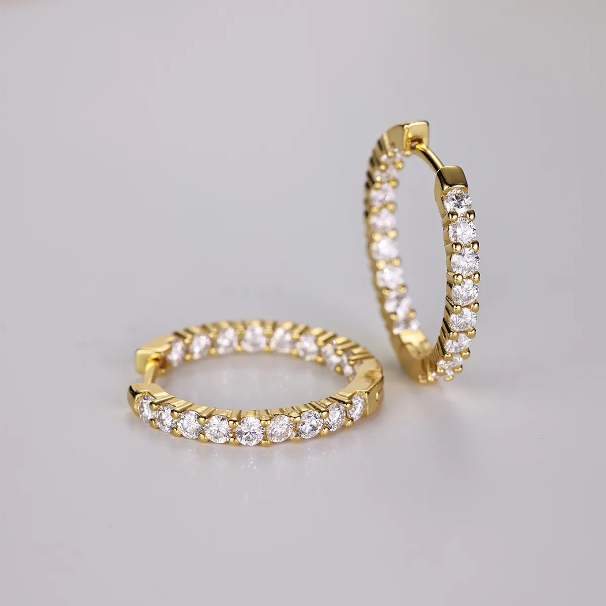 ME0016 S925 Silver 18K Yellow Gold Earrings Moissanite 2.16CT