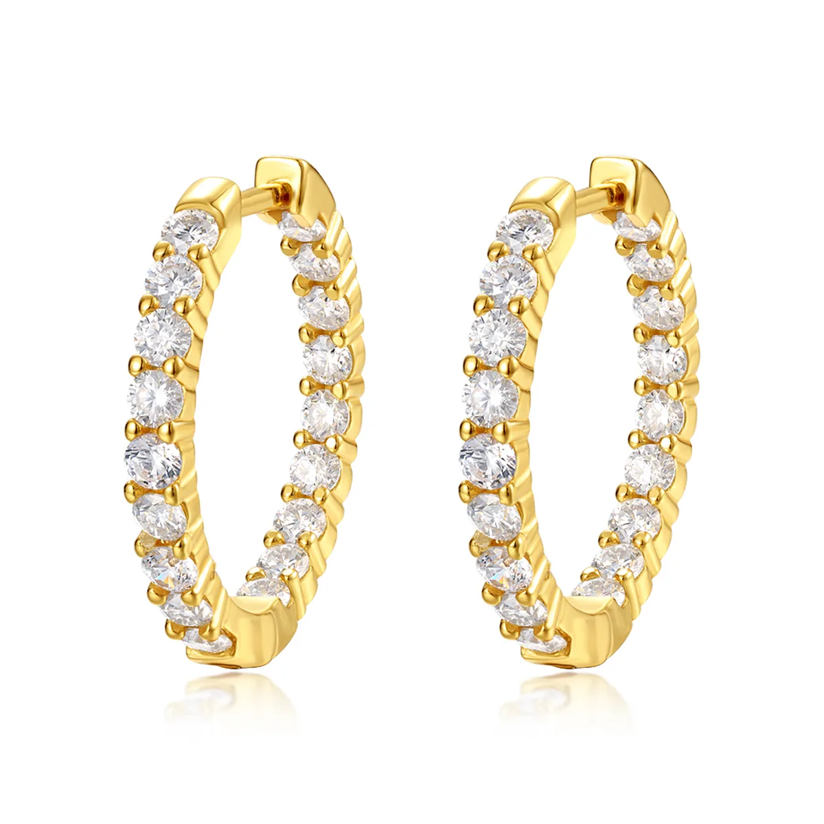 ME0016 S925 Silver 18K Yellow Gold Earrings Moissanite 2.16CT