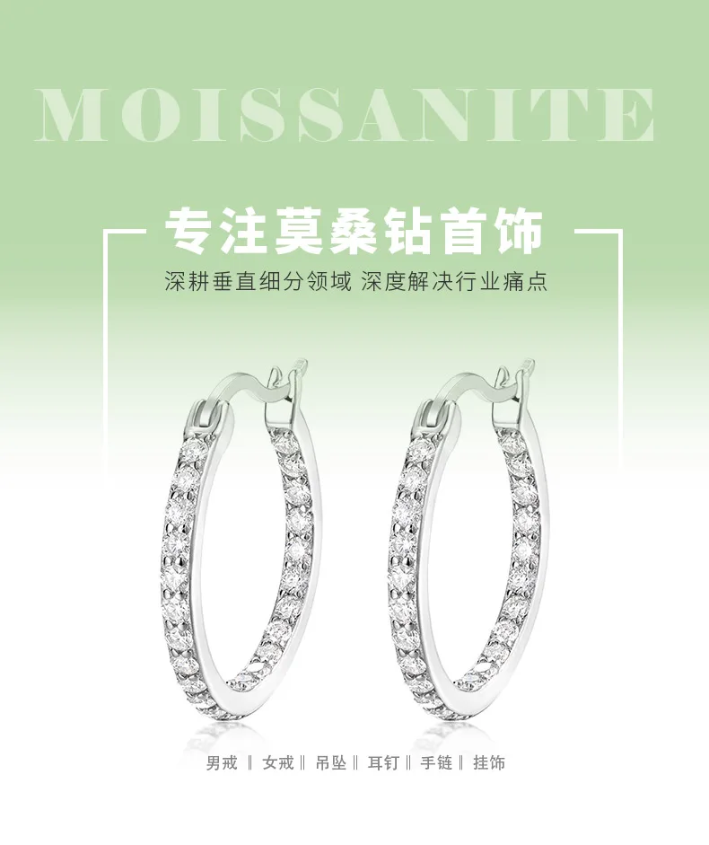 ME0015 S925 Silver 18K White Gold Earrings Moissanite 0.92CT detail 1