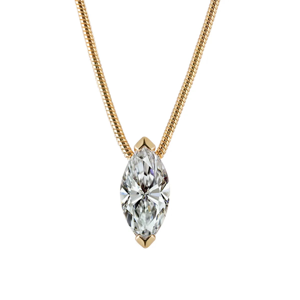 MP0019 S925 Silver 18K Gold Marquise Cut Moissanite Pendant 1.0CT