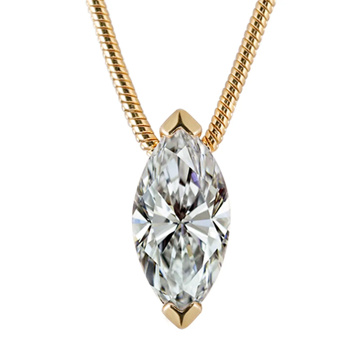 MP0019 S925 Silver 18K Gold Marquise Cut Moissanite Pendant 1.0CT