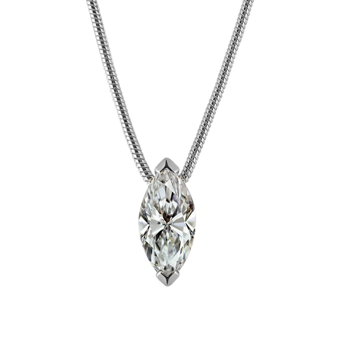 MP0019 S925 Silver 18K Gold Marquise Cut Moissanite Pendant 1.0CT