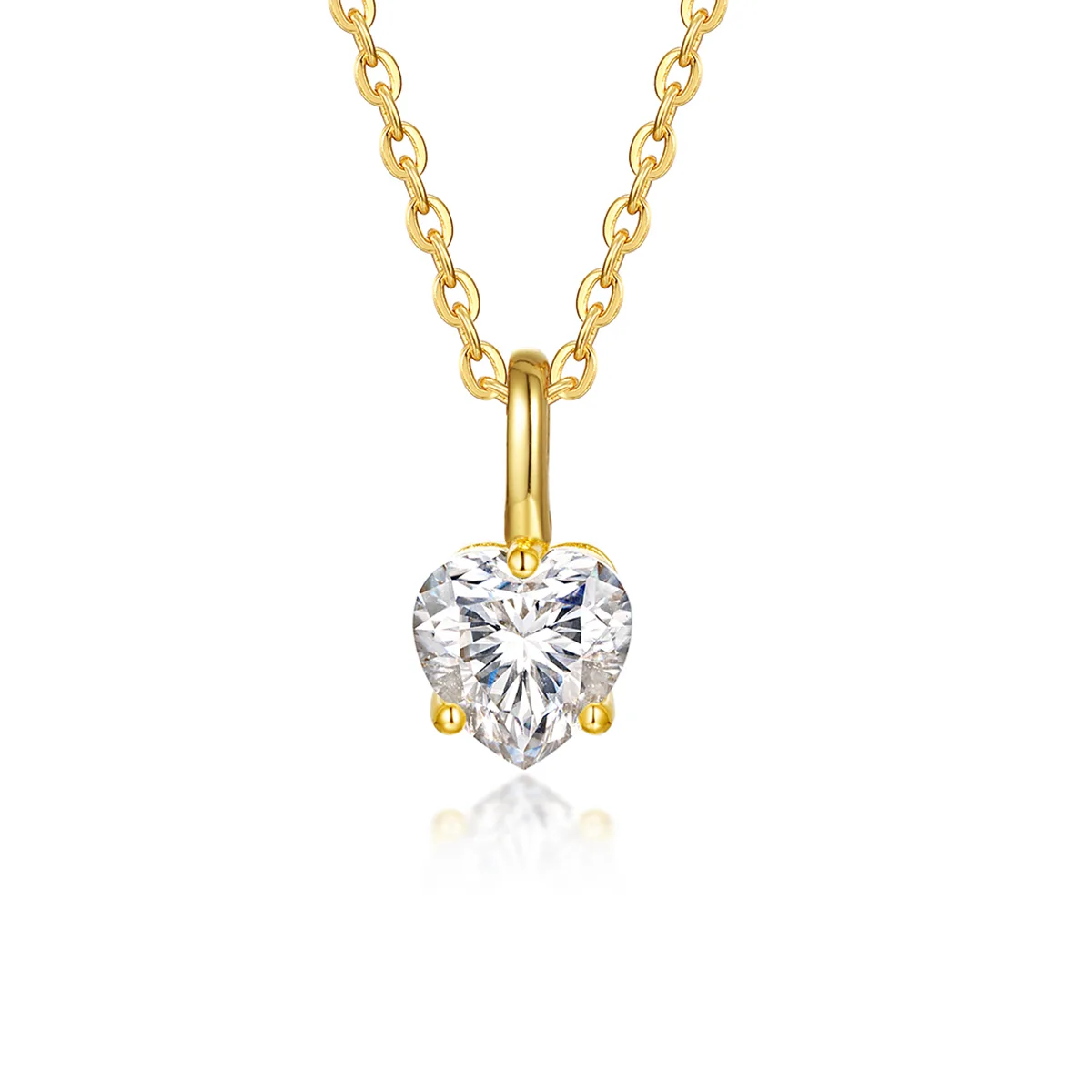 MP0018 S925 Silver 18K Yellow Gold Heart Cut Moissanite Pendant 0.8CT
