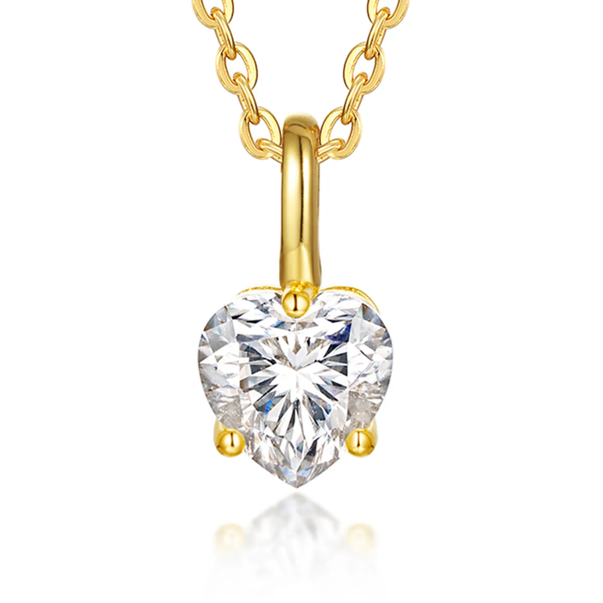 MP0018 S925 Silver 18K Yellow Gold Heart Cut Moissanite Pendant 0.8CT