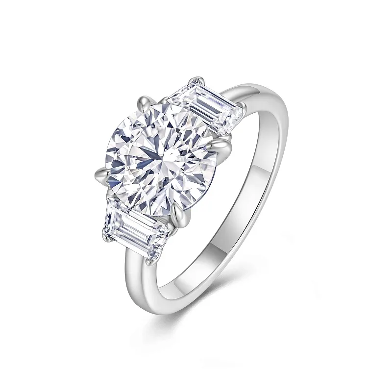 R15516 S925 Silver 18K White Gold Three-Stone Anniversary Ring Women's Ring Center Stone Moissanite 3.0CT
