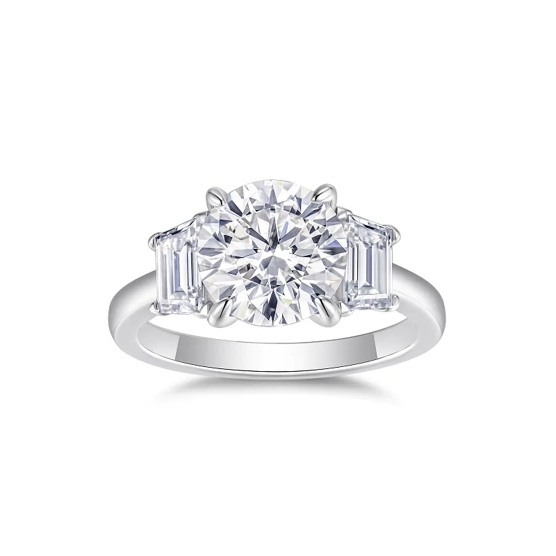 R15516 S925 Silver 18K White Gold Three-Stone Anniversary Ring Women's Ring Center Stone Moissanite 3.0CT