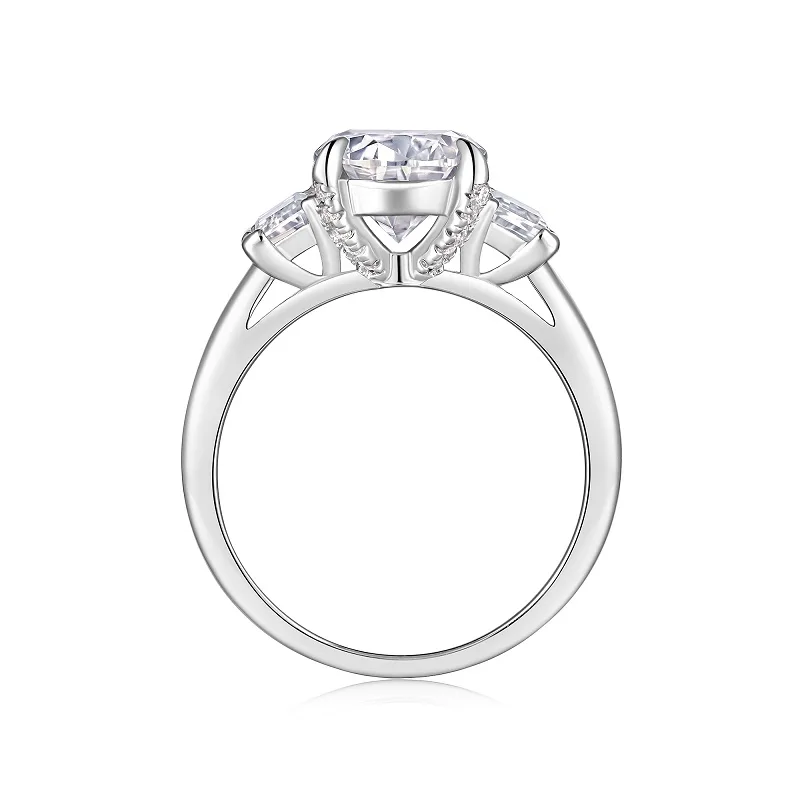 R15516 S925 Silver 18K White Gold Three-Stone Anniversary Ring Women's Ring Center Stone Moissanite 3.0CT