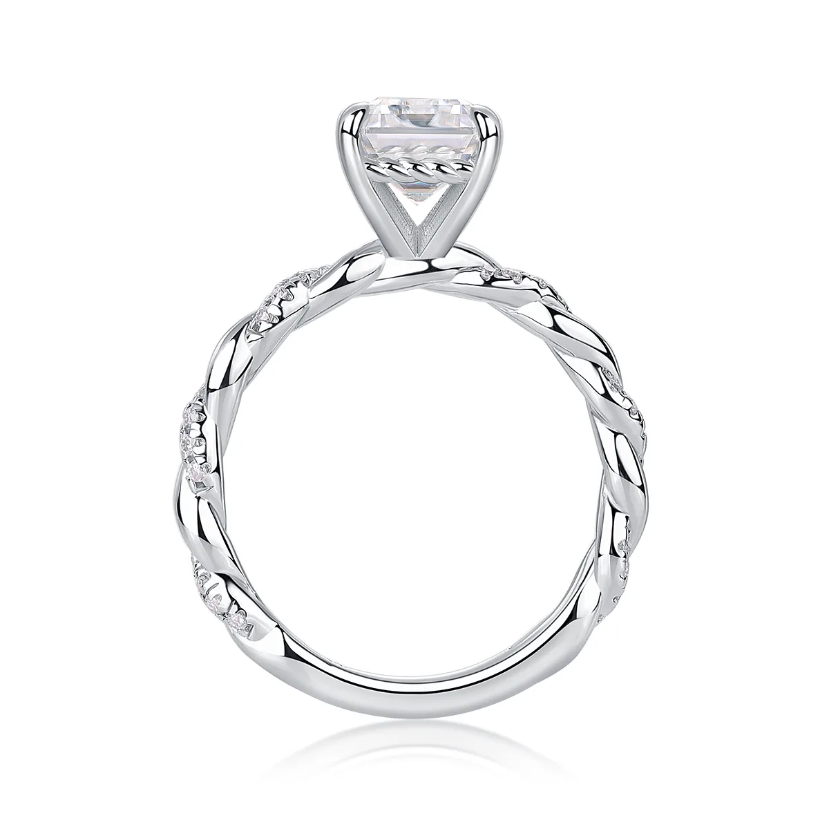R15310 S925 Silver 18K White Gold Anniversary Ring Women's Ring Emerald Cut Moissanite 3.0CT
