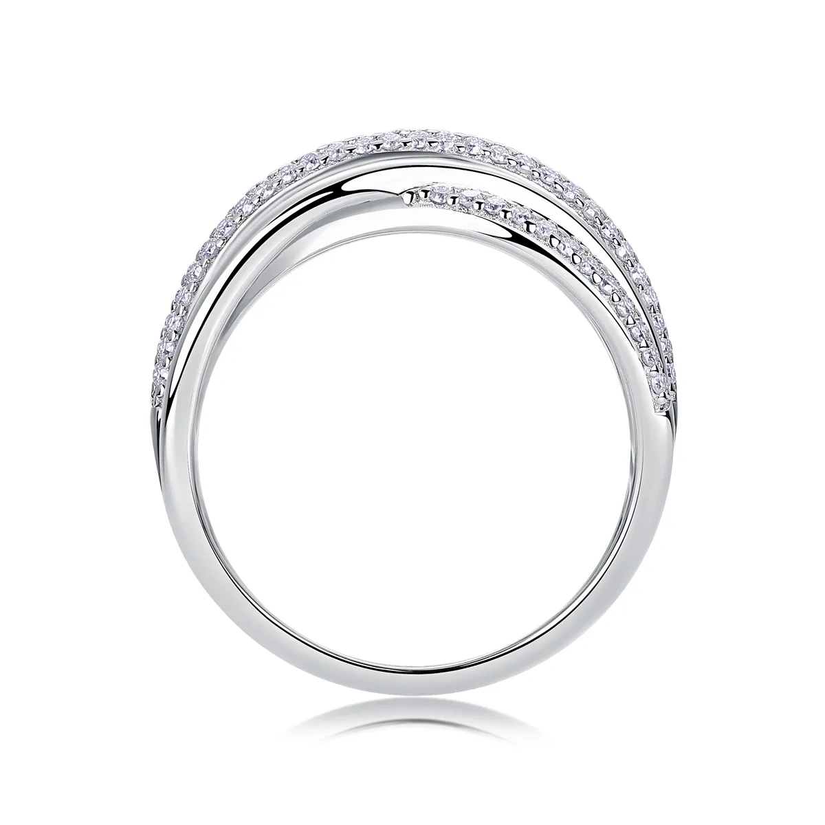 R14034 S925 Silver 18K White Gold Moissanite Wedding Band Women's Ring 0.67ct