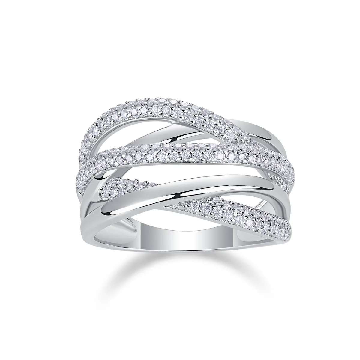 R14034 S925 Silver 18K White Gold Moissanite Wedding Band Women's Ring 0.67ct