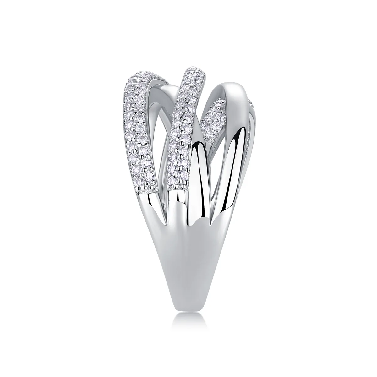 R14034 S925 Silver 18K White Gold Moissanite Wedding Band Women's Ring 0.67ct