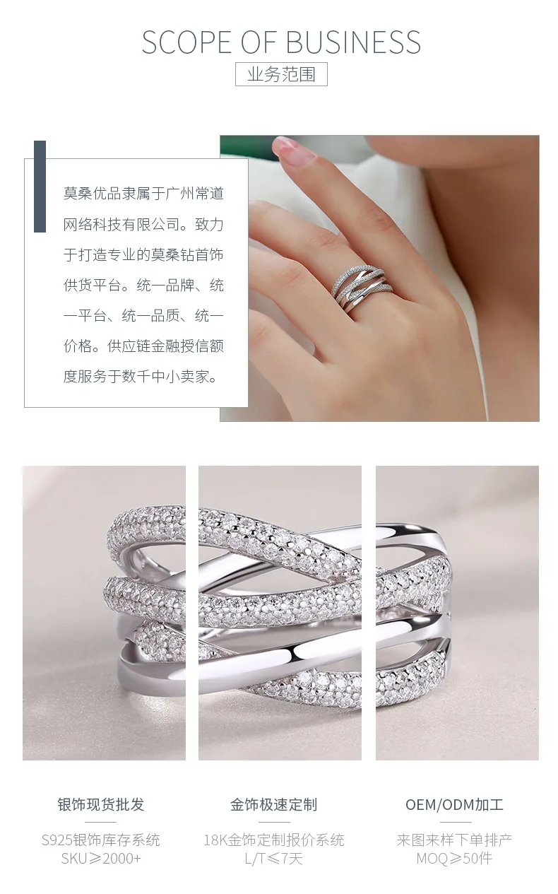 R14034 S925 Silver 18K White Gold Moissanite Wedding Band Women