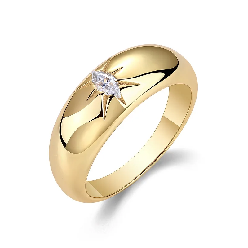 R14698 S925 Silver 18K Yellow Gold Engagement Ring Women's Ring Marquise Moissanite 5*2.5mm/0.2ct