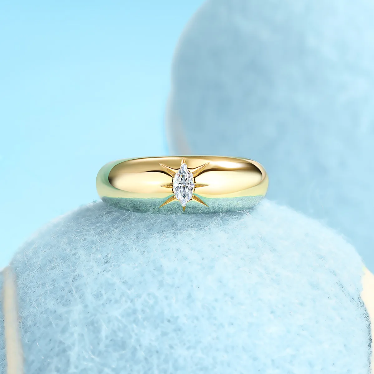 R14698 S925 Silver 18K Yellow Gold Engagement Ring Women's Ring Marquise Moissanite 5*2.5mm/0.2ct
