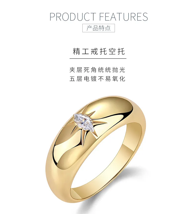 R14698 S925 Silver 18K Yellow Gold Engagement Ring Women