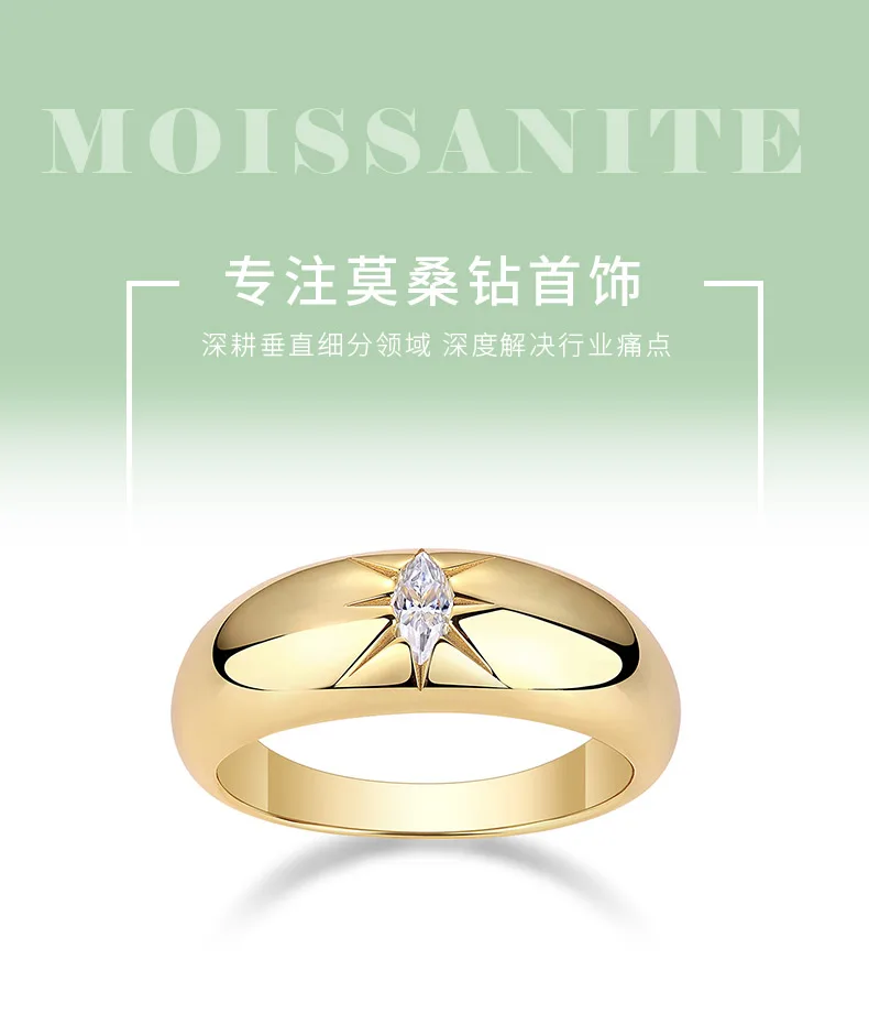R14698 S925 Silver 18K Yellow Gold Engagement Ring Women