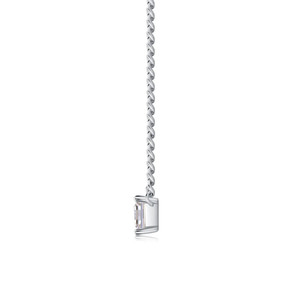 N13139 Silver 18K White Gold Princess Moissanite Cuban Necklace 1.0CT