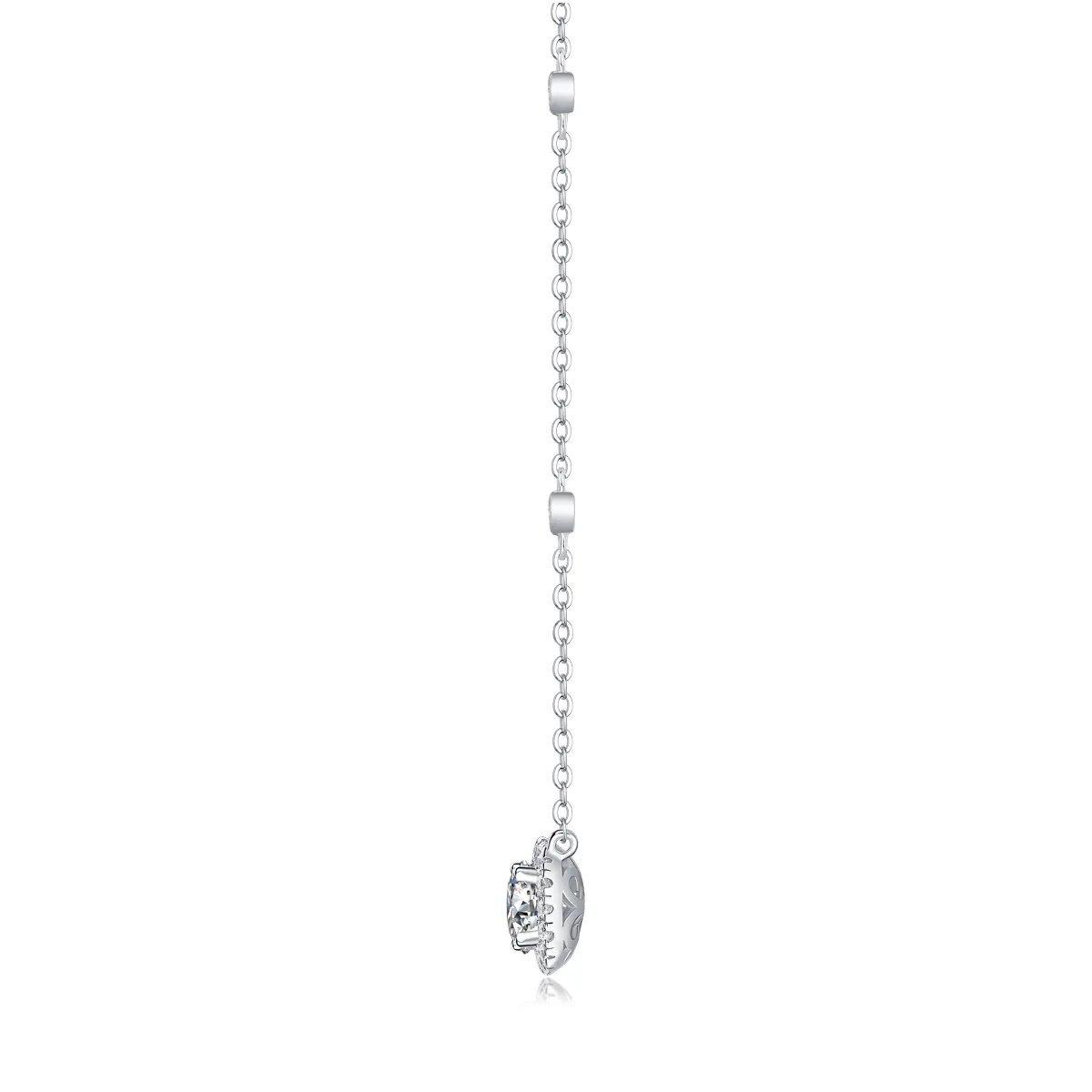 N13030 Cushion Silver 18K White Gold Moissanite Necklace 1.0CT