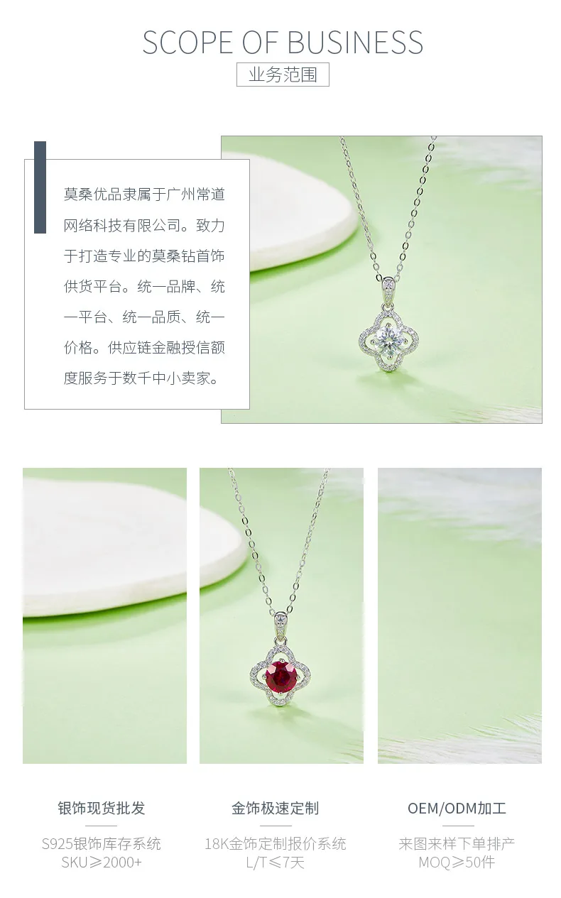 P1192 S925 Silver 18K White Gold Round Moissanite/ Lab-Grown Ruby Necklace 1.0CT