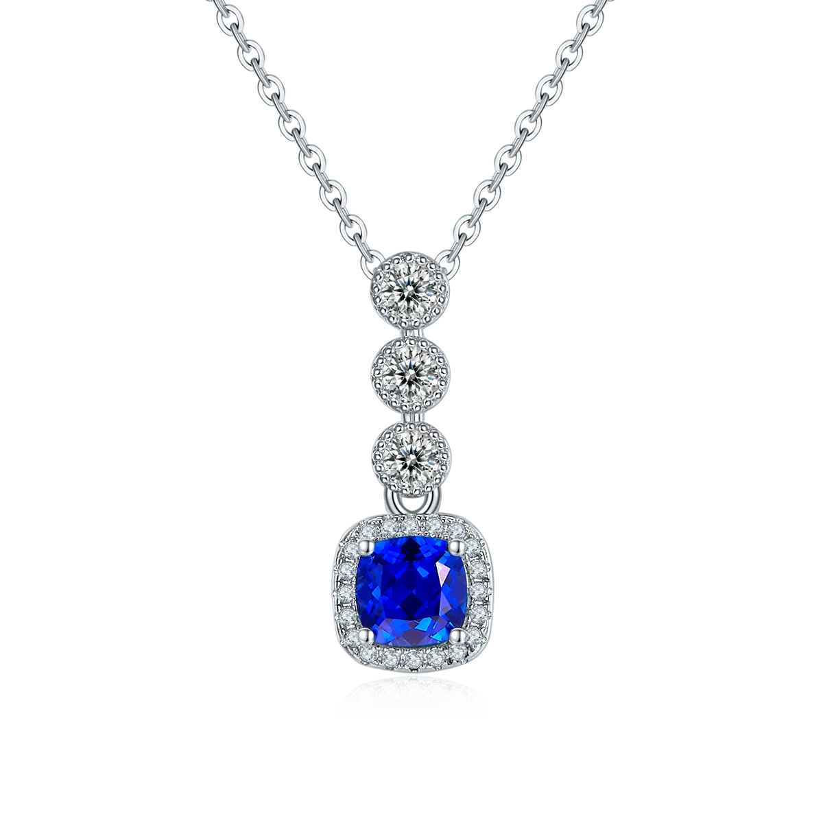 N1917986 S925 Silver 18K White Gold Lab-Grown Gemstone Necklace 0.93ct