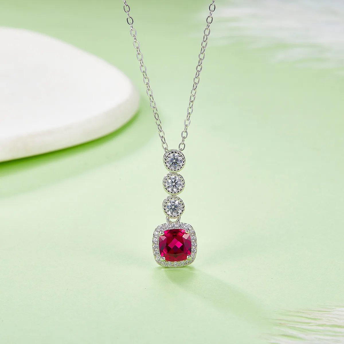 N1917986 S925 Silver 18K White Gold Lab-Grown Gemstone Necklace 0.93ct