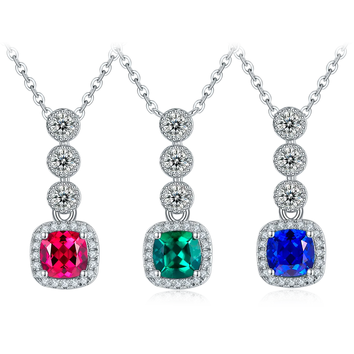 N1917986 S925 Silver 18K White Gold Lab-Grown Gemstone Necklace 0.93ct