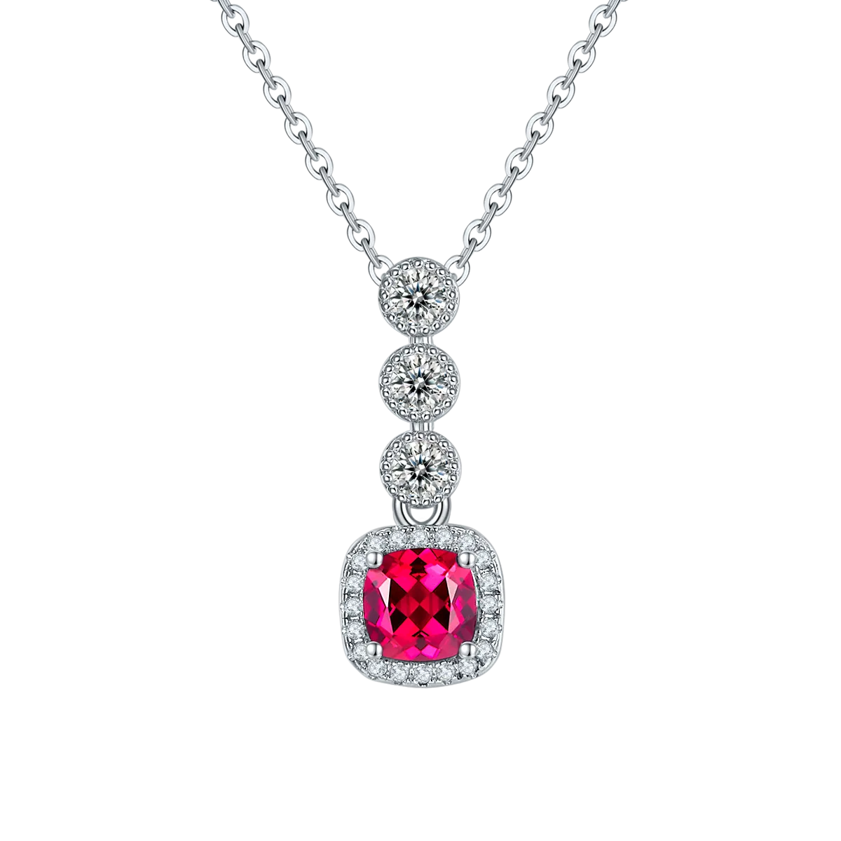 N1917986 S925 Silver 18K White Gold Lab-Grown Gemstone Necklace 0.93ct