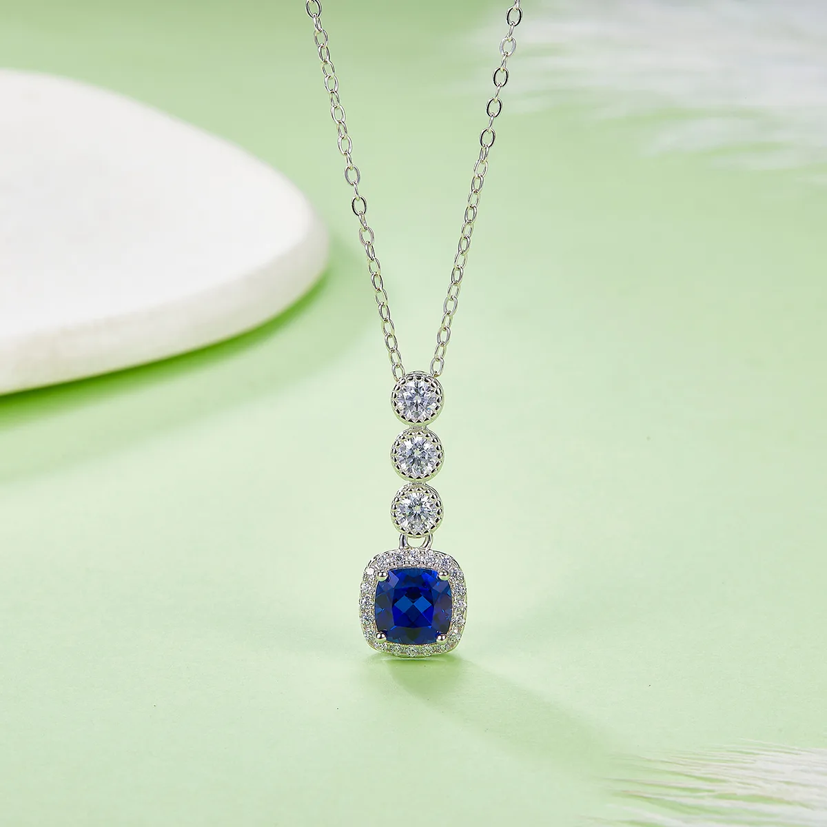 N1917986 S925 Silver 18K White Gold Lab-Grown Gemstone Necklace 0.93ct