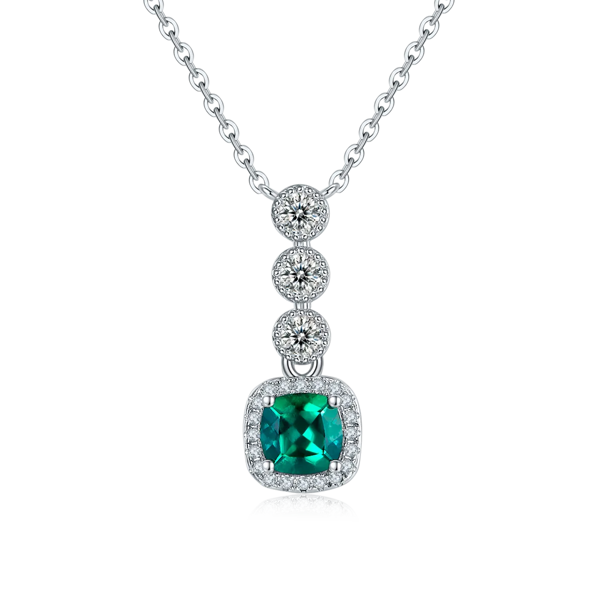 N1917986 S925 Silver 18K White Gold Lab-Grown Gemstone Necklace 0.93ct