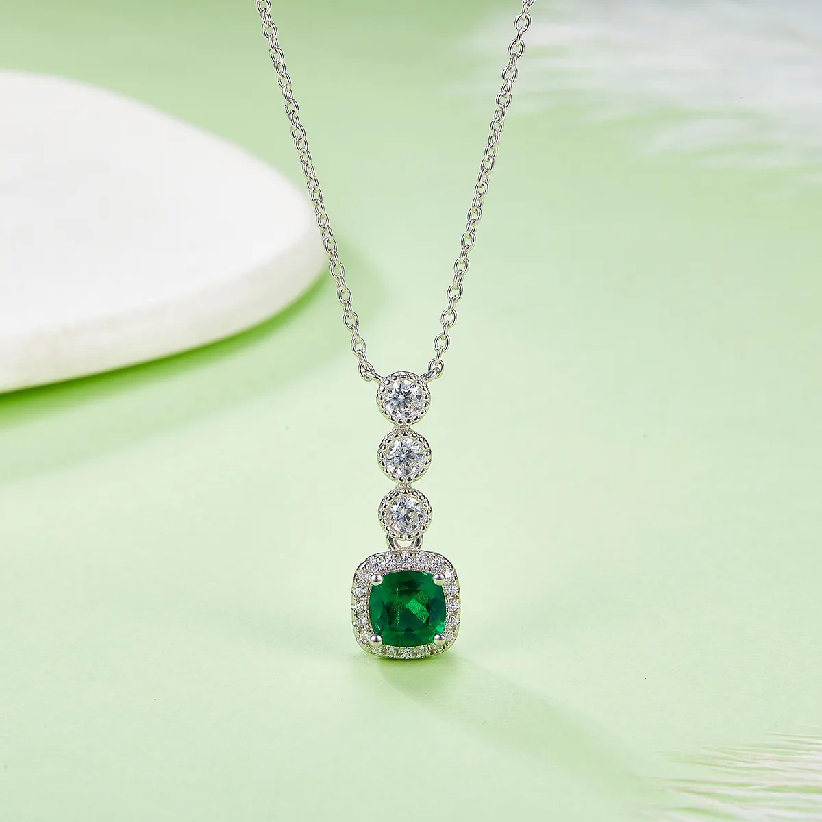 N1917986 S925 Silver 18K White Gold Lab-Grown Gemstone Necklace 0.93ct