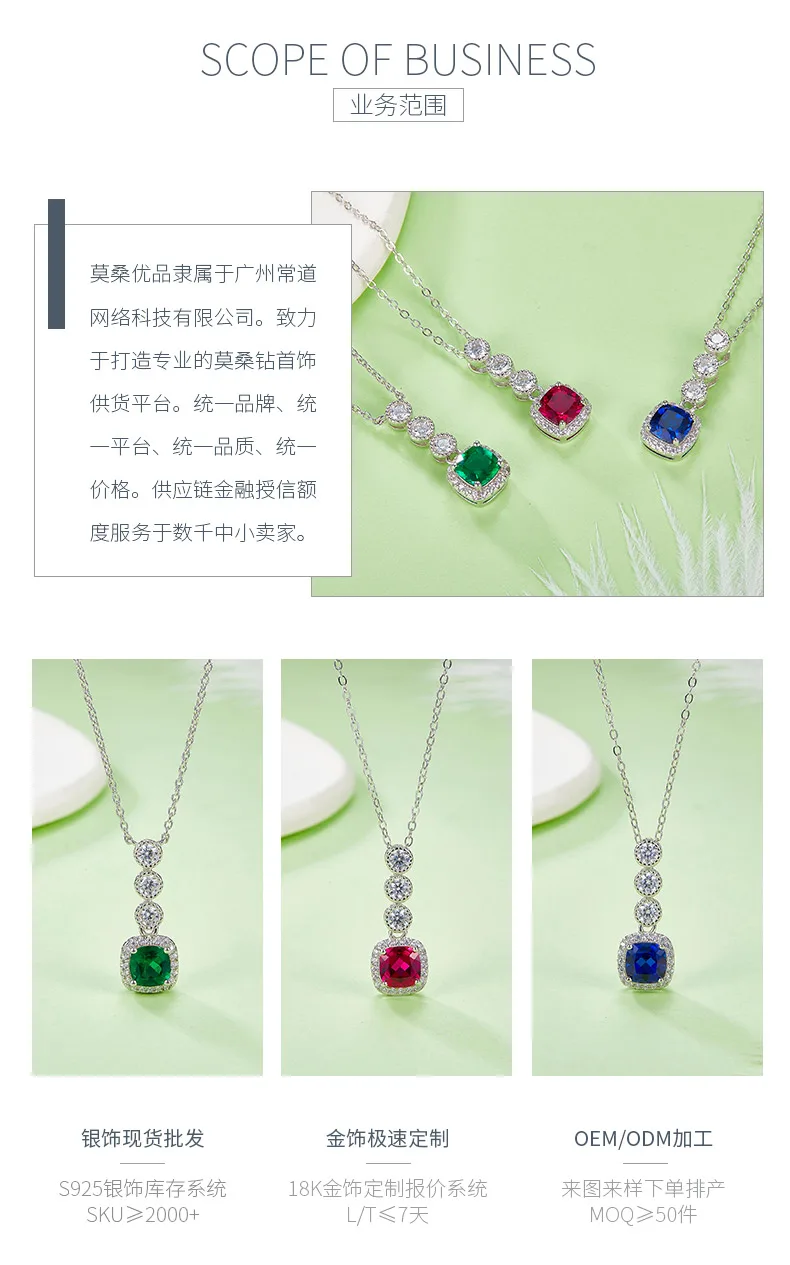 N1917986 S925 Silver 18K White Gold Lab-Grown Gemstone Necklace 0.93ct detail 3