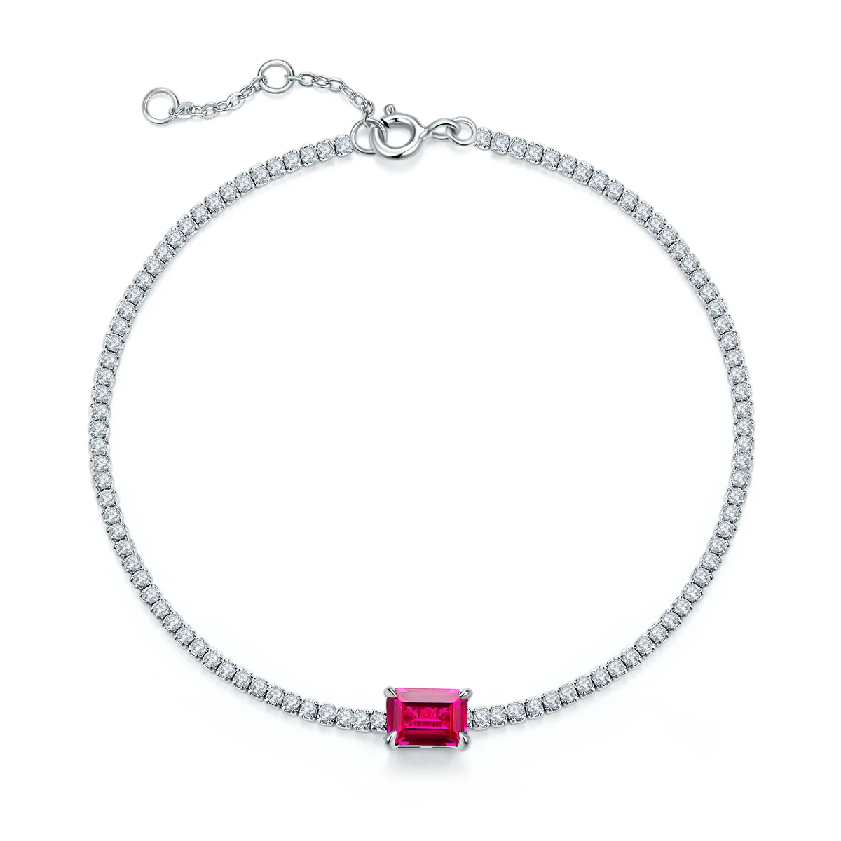 316 S925 Silver 18K White Gold Bracelet Lab-Grown Gemstone 0.77CT