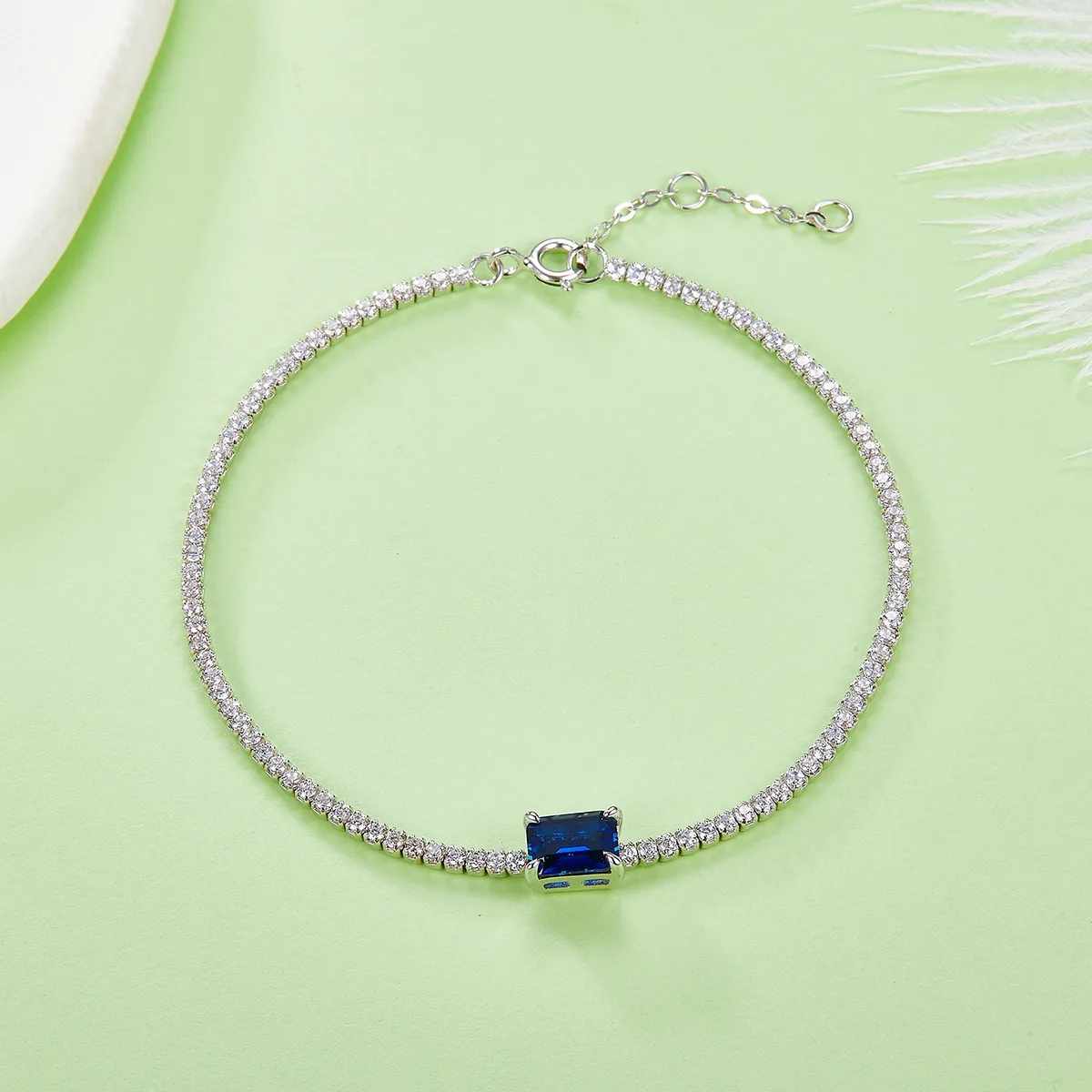 316 S925 Silver 18K White Gold Bracelet Lab-Grown Gemstone 0.77CT