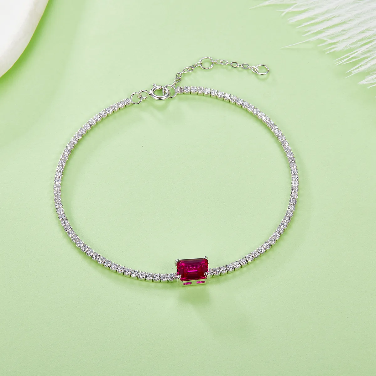 316 S925 Silver 18K White Gold Bracelet Lab-Grown Gemstone 0.77CT