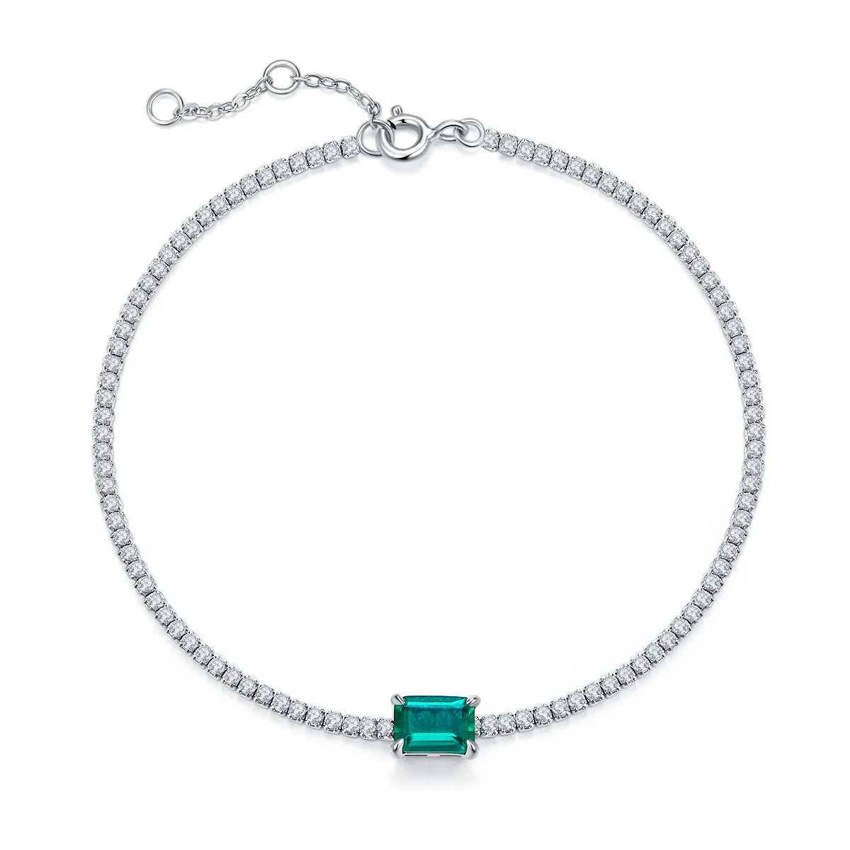 316 S925 Silver 18K White Gold Bracelet Lab-Grown Gemstone 0.77CT