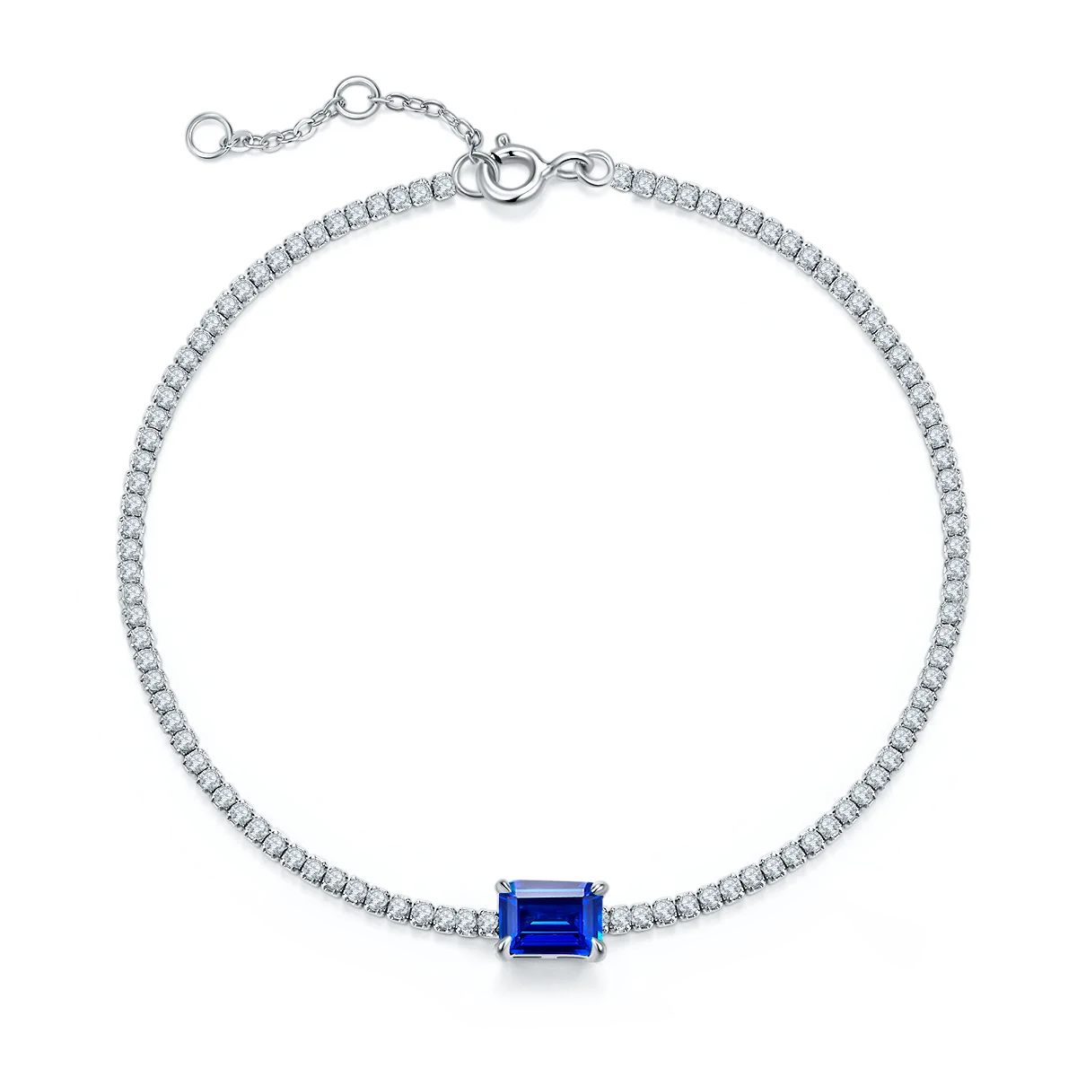 316 S925 Silver 18K White Gold Bracelet Lab-Grown Gemstone 0.77CT
