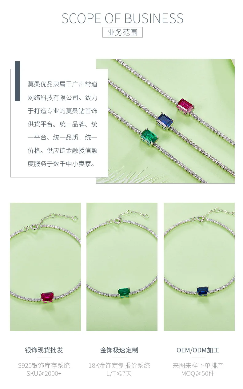 316 S925 Silver 18K White Gold Bracelet Lab-Grown Gemstone 0.77CT detail 3
