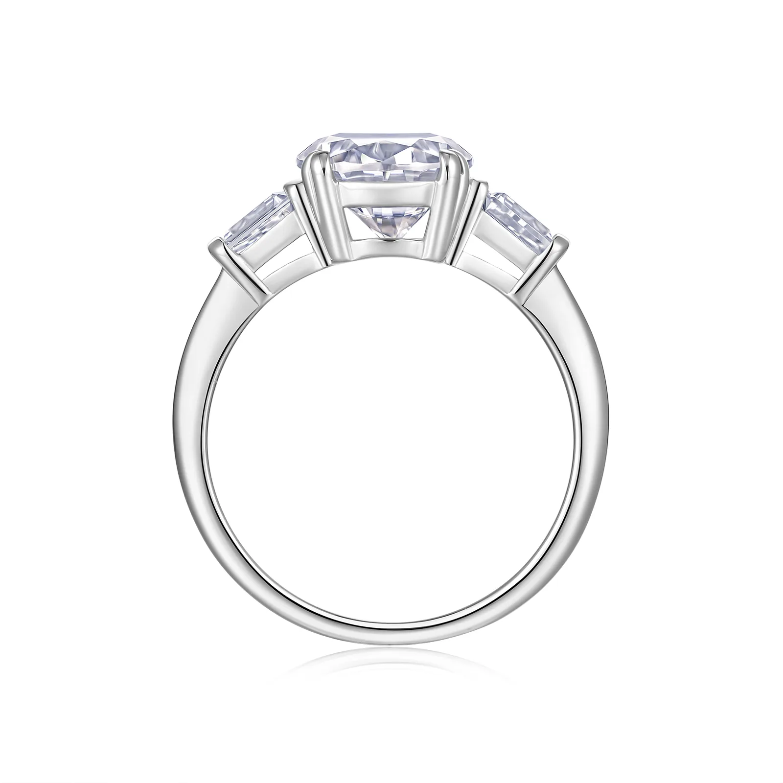 R15399 S925 Silver 18K White Gold Three-Stone Engagement Ring Women's Ring Center Stone Oval Moissanite 3.0CT