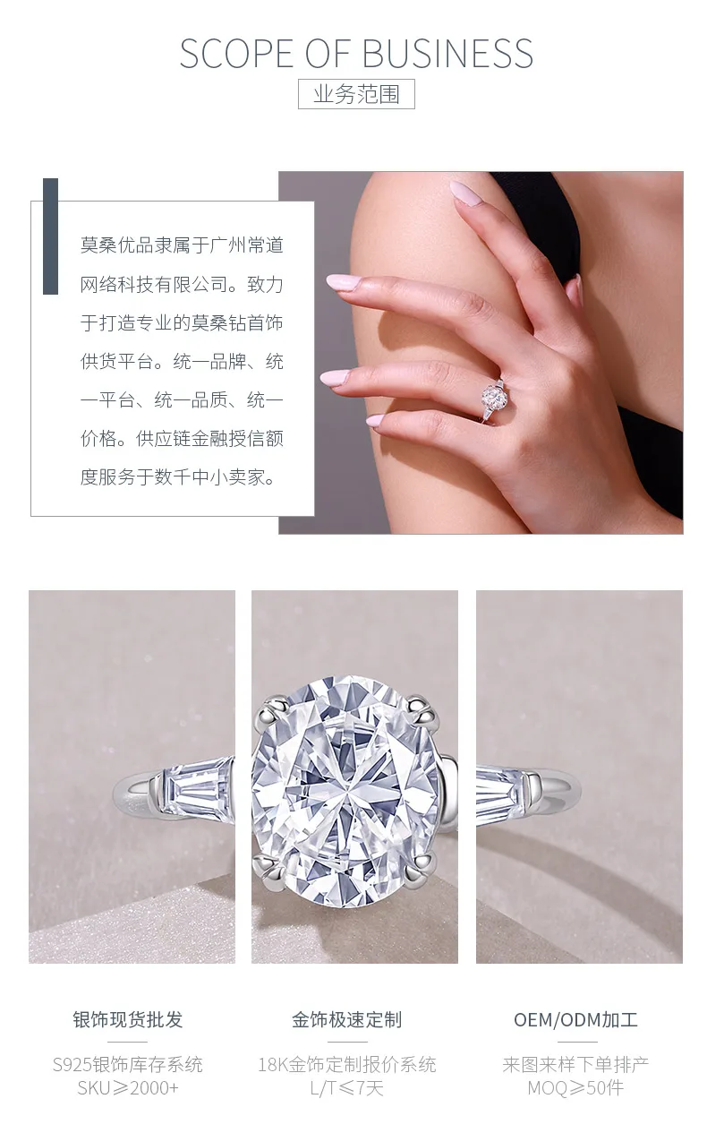 R15399 S925 Silver 18K White Gold Three-Stone Engagement Ring Women