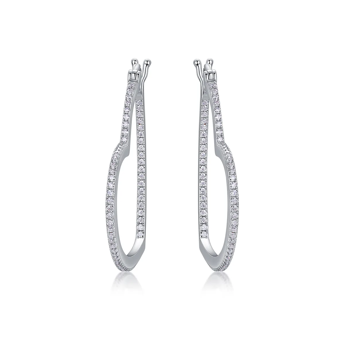 E13702 S925 Silver 18K White Gold Heart Ear Moissanite 0.72CT