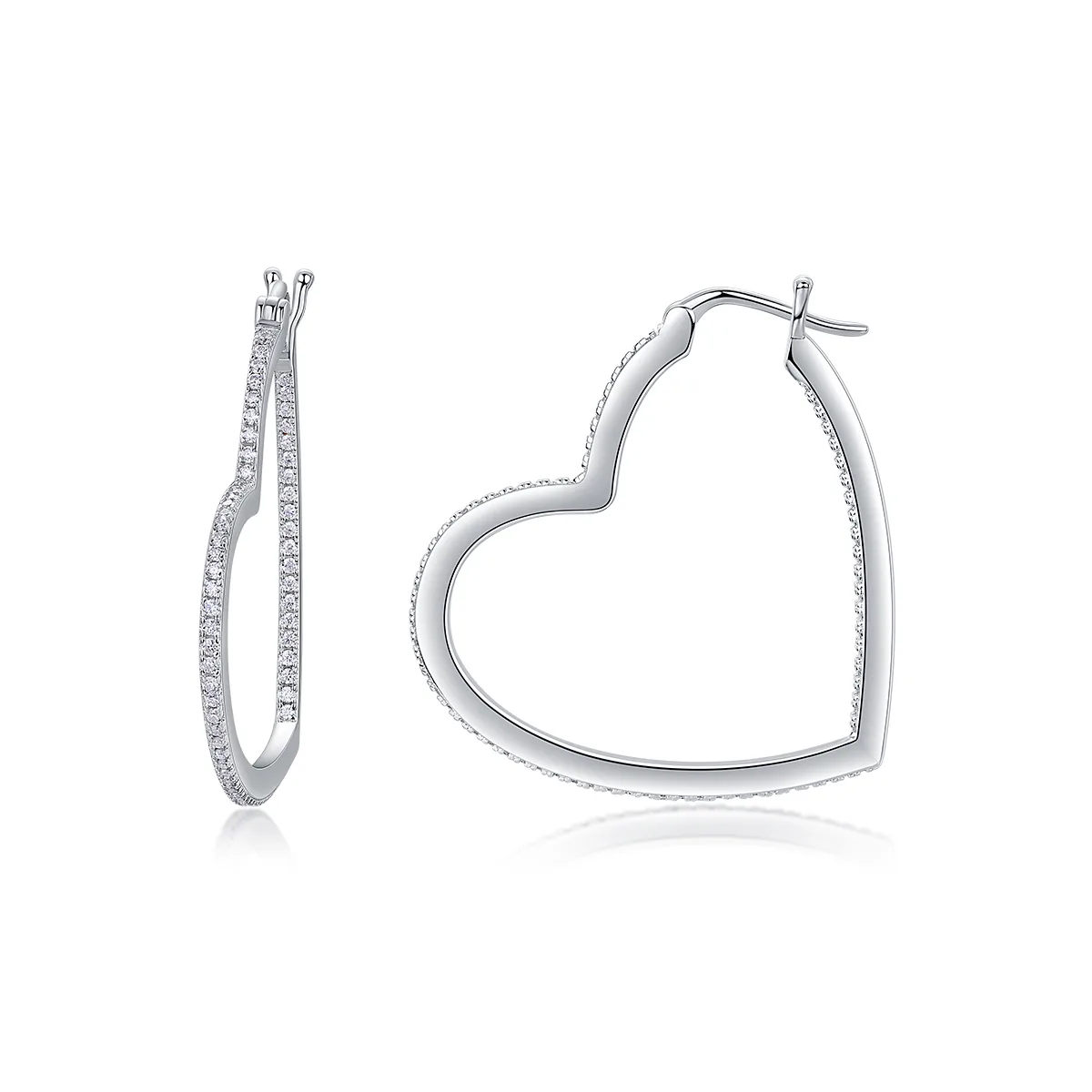 E13702 S925 Silver 18K White Gold Heart Ear Moissanite 0.72CT