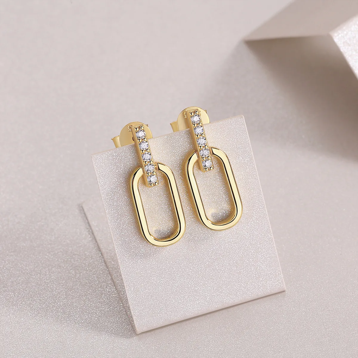 SE14927 S925 Silver 18K Yellow Gold O Stud Earrings Moissanite 0.15CT