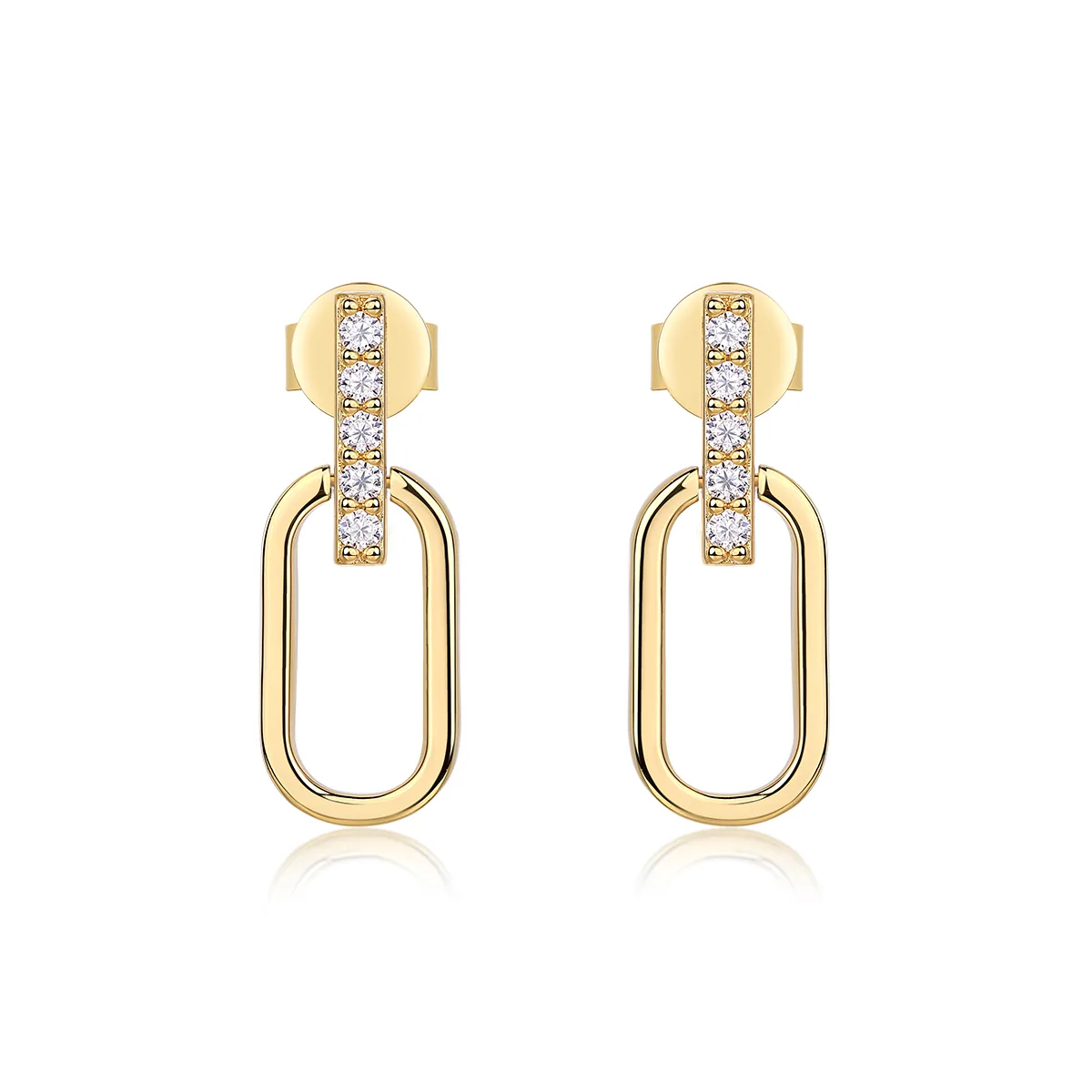 SE14927 S925 Silver 18K Yellow Gold O Stud Earrings Moissanite 0.15CT