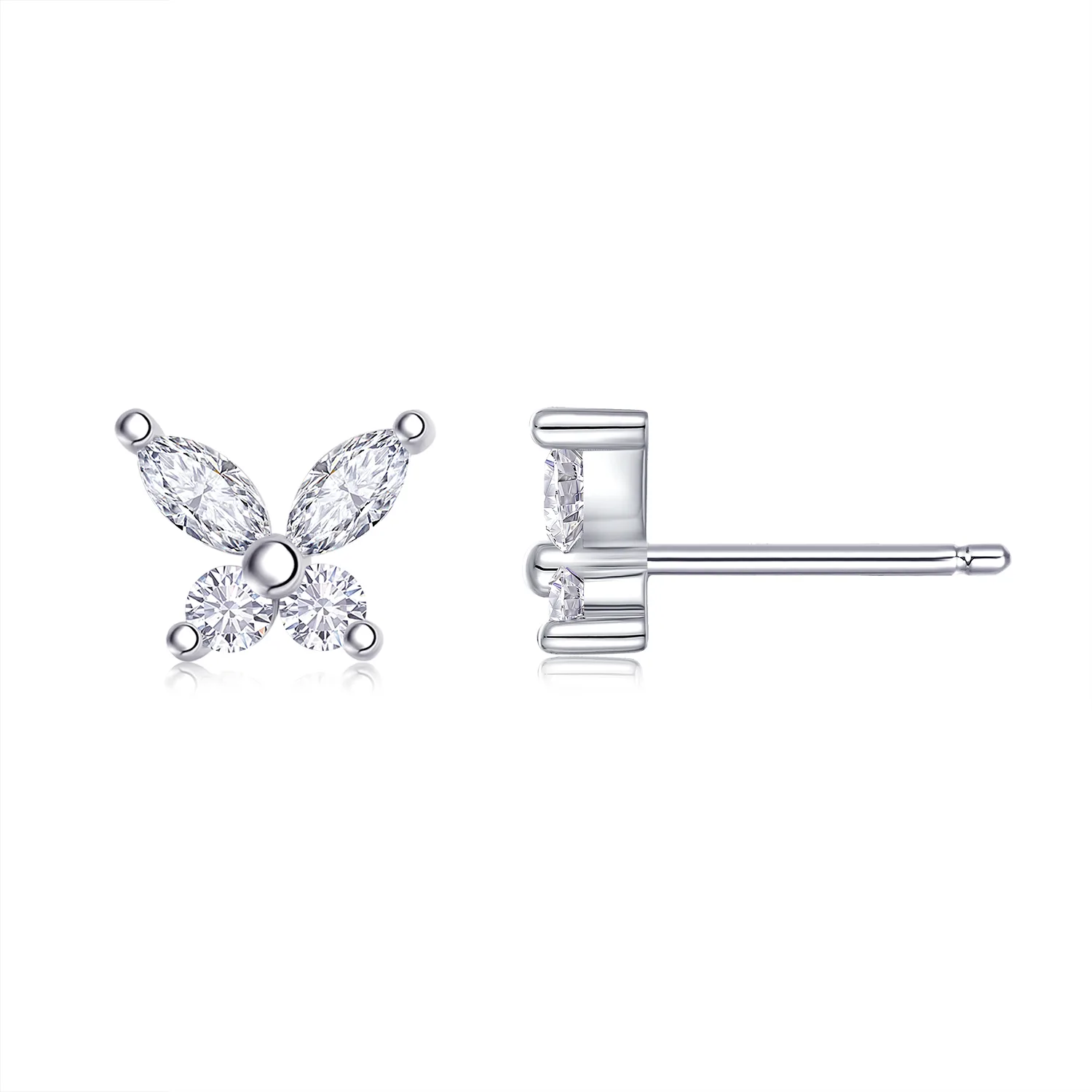 E13855 S925 Silver 18K White Gold Moissanite Butterfly Stud Earrings 0.73CT
